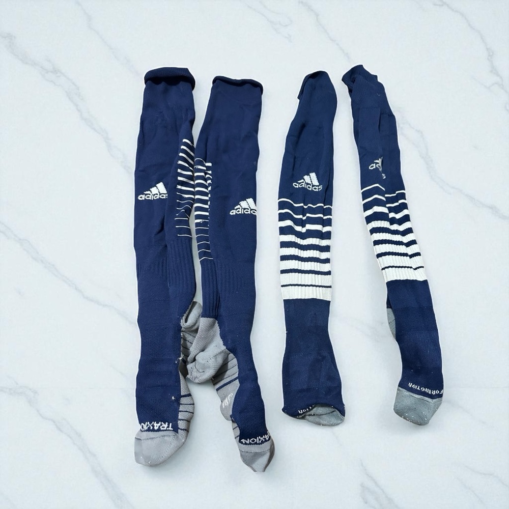Adidas Bundle 4 pairs,  Blue & Gray & Red& white Striped Socks